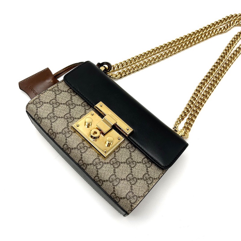 GUCCI 拼色金扣Padlock系列月光寶盒鏈條包20*13*8 98新配件塵袋-3