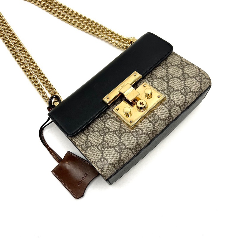 GUCCI 拼色金扣Padlock系列月光寶盒鏈條包20*13*8 98新配件塵袋-5