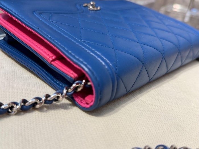 CHANEL 寶藍色 桃紅 銀扣 黛妃款 斜背包 側背包 WOC  🛫秒殺價 92新 超美 有防塵套 雷標 查碼  #快搶-6