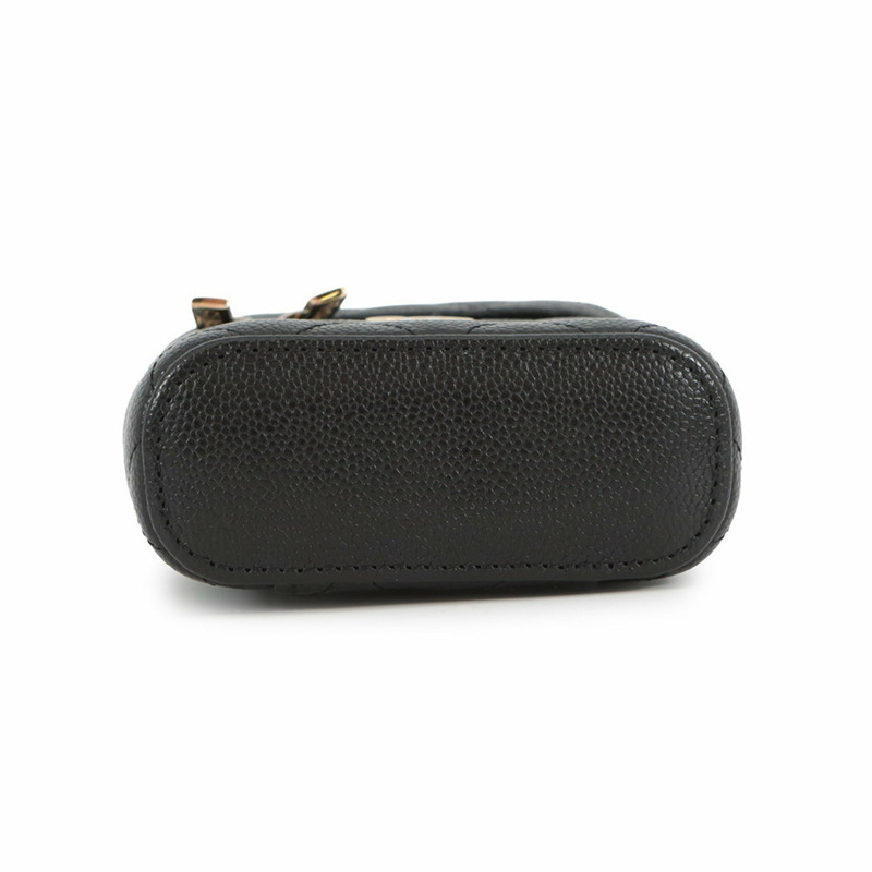 香奈兒鏈條化妝包 小號絎縫可可標誌魚子醬皮 AP2503 香奈兒肩包 黑色-2