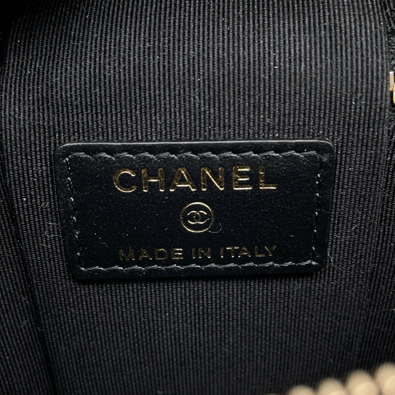 香奈兒鏈條化妝包 小號絎縫可可標誌魚子醬皮 AP2503 香奈兒肩包 黑色-11