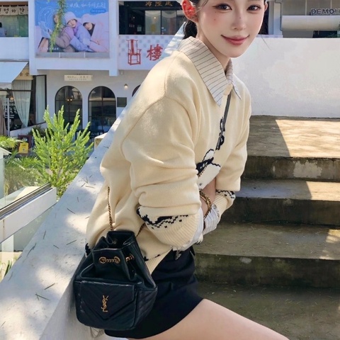 YSL 黑金肩背斜背水桶包12*17*10 98新配件塵袋購證