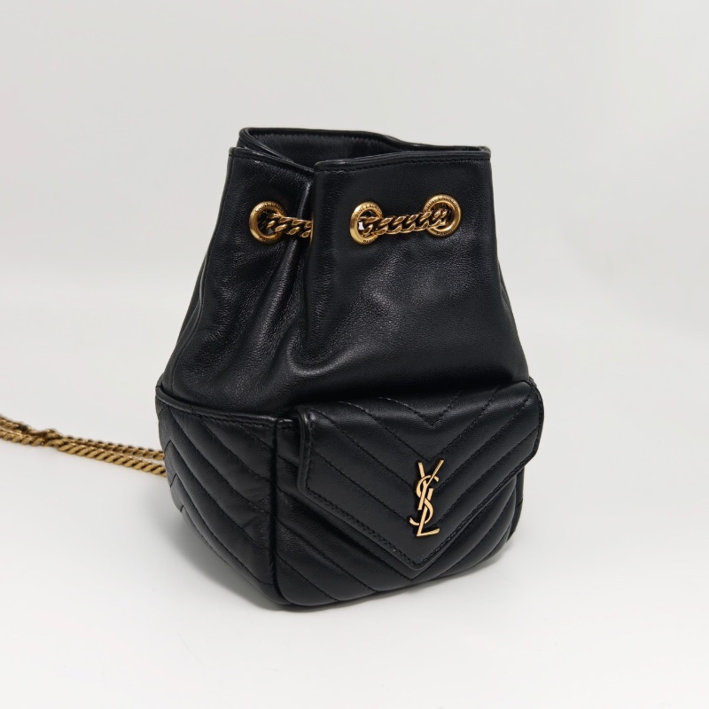 YSL 黑金肩背斜背水桶包12*17*10 98新配件塵袋購證-2