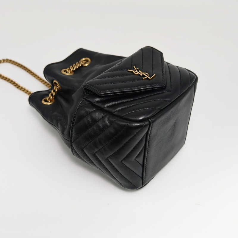 YSL 黑金肩背斜背水桶包12*17*10 98新配件塵袋購證-3