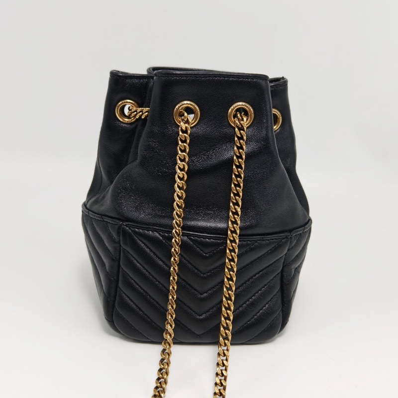 YSL 黑金肩背斜背水桶包12*17*10 98新配件塵袋購證-6