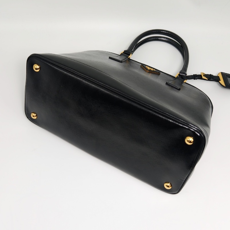 PRADA黑金十字紋手提肩背斜背貝殼包33*25*16 99新配件塵袋-3