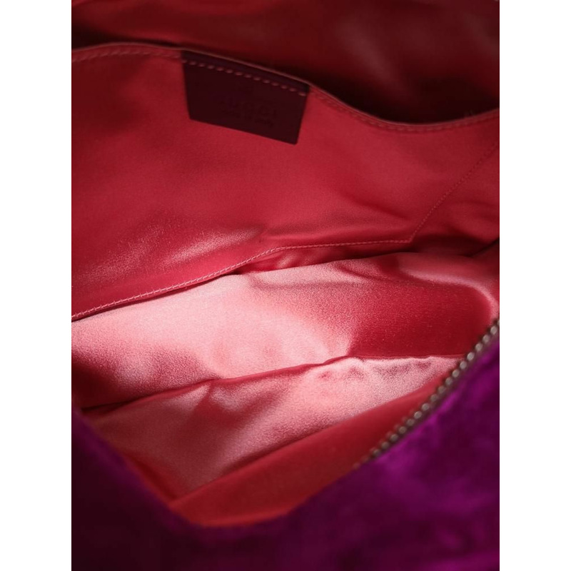 【包稅】GUCCI 紫色 GG Marmont 天鵝絨馬特拉塞凸紋小號肩包-3