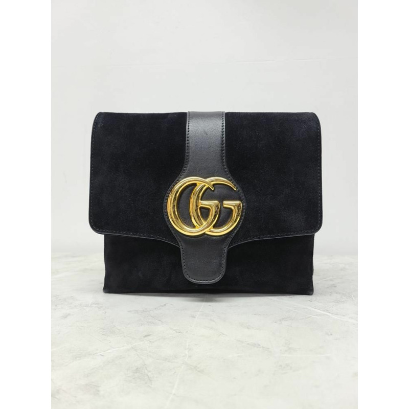 【包稅】GUCCI 黑色 GG 麂皮 Ali 單肩包-1