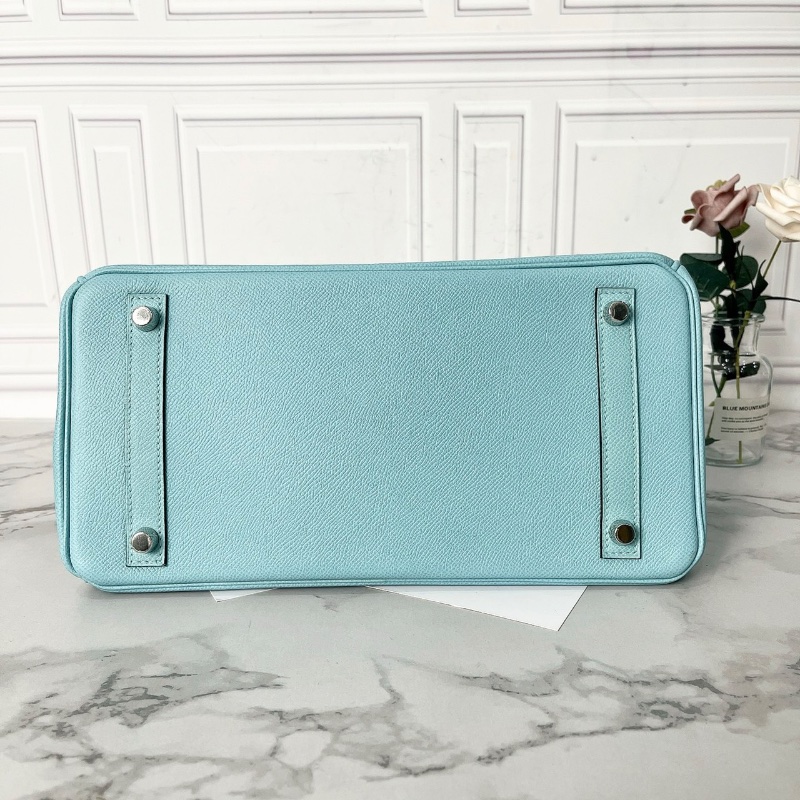 Hermes Birkin30藍手提包Tiffany藍色epsom皮30×15×21 99新鎖鑰匙塵袋-3