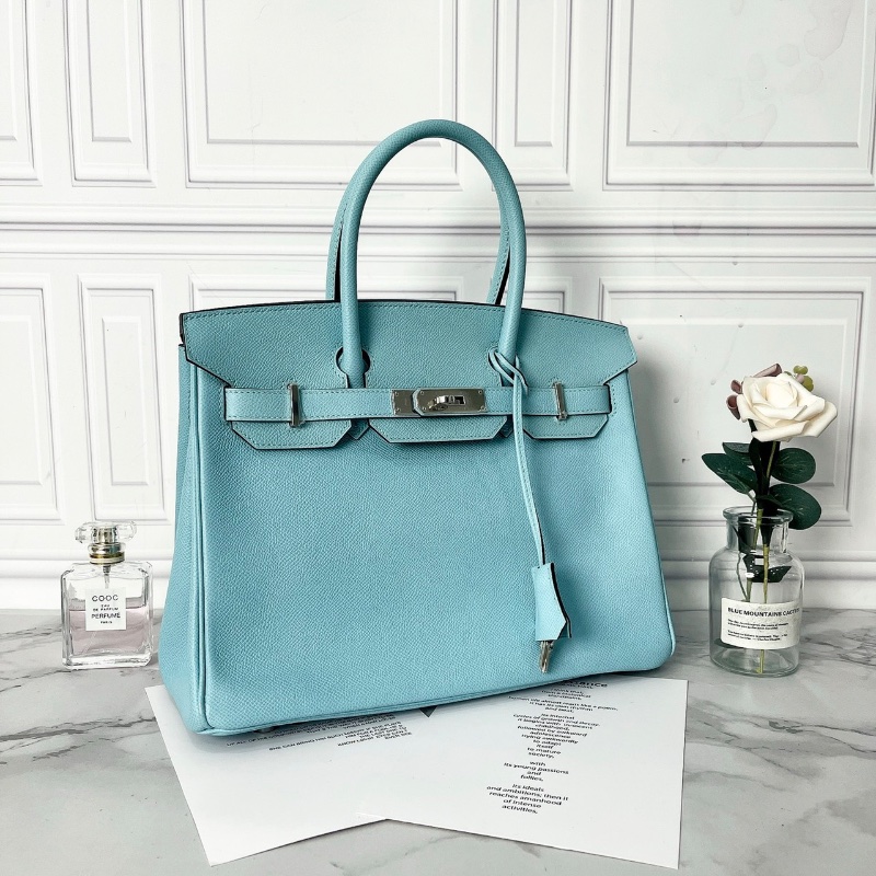 Hermes Birkin30藍手提包Tiffany藍色epsom皮30×15×21 99新鎖鑰匙塵袋-4
