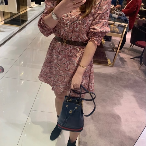 Gucci Ophidia黑色抽繩水桶包20x10x25 98新配件塵袋