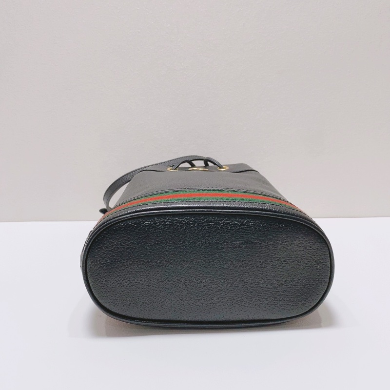 Gucci Ophidia黑色抽繩水桶包20x10x25 98新配件塵袋-4
