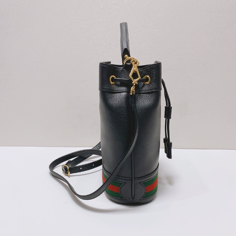 Gucci Ophidia黑色抽繩水桶包20x10x25 98新配件塵袋-5