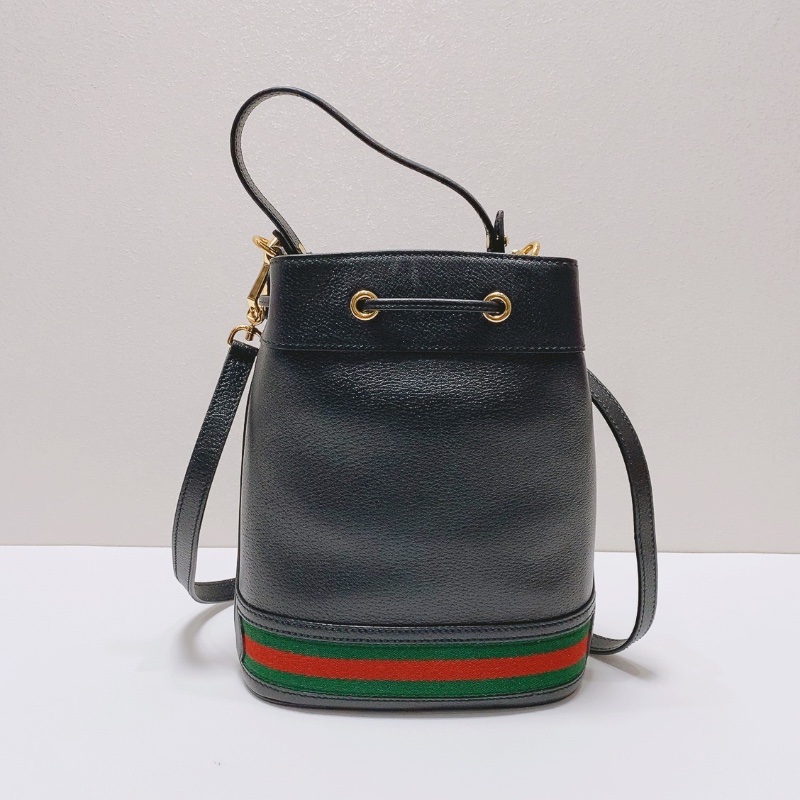 Gucci Ophidia黑色抽繩水桶包20x10x25 98新配件塵袋-6