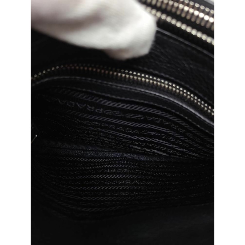 【包稅】PRADA 黑色 Vitello Phoenix 銀色 Logo 斜背包-2