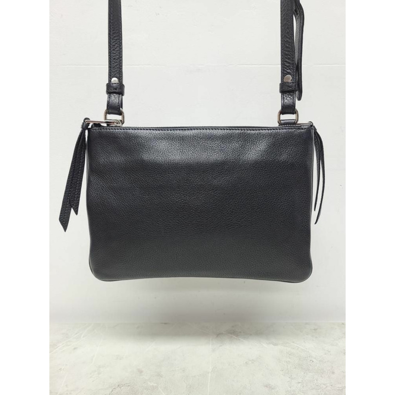 【包稅】PRADA 黑色 Vitello Phoenix 銀色 Logo 斜背包-3