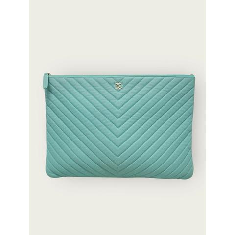 【包稅】CHANEL 薄荷魚子醬金色經典大手拿包 27