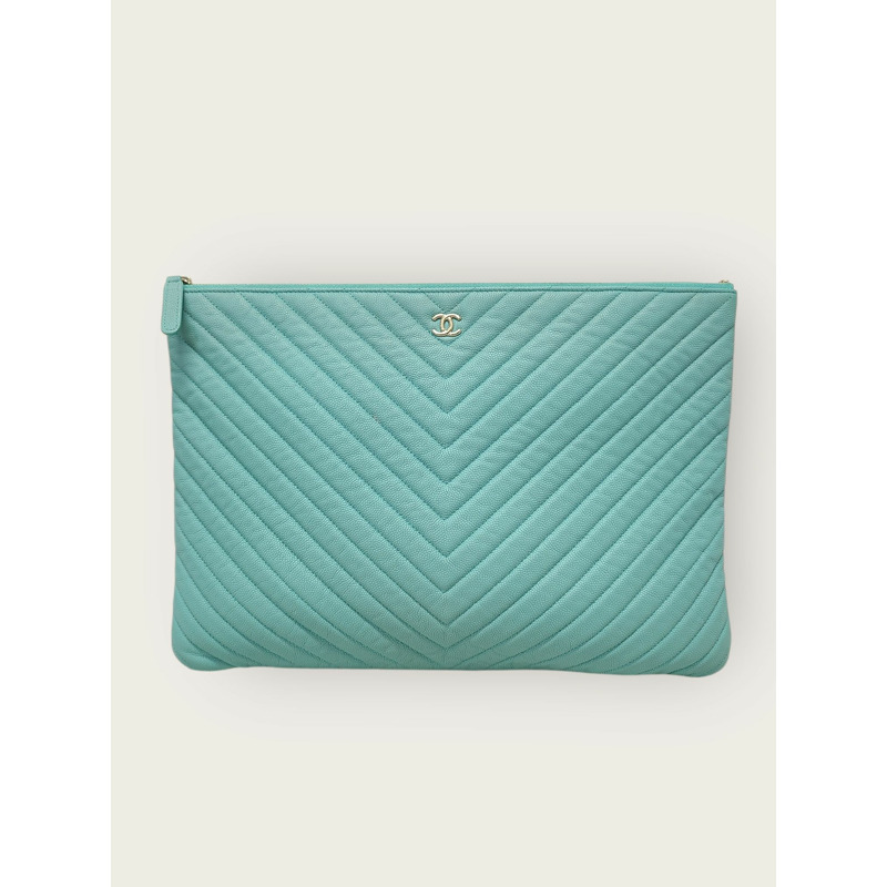 【包稅】CHANEL 薄荷魚子醬金色經典大手拿包 27-0