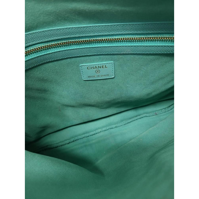 【包稅】CHANEL 薄荷魚子醬金色經典大手拿包 27-3