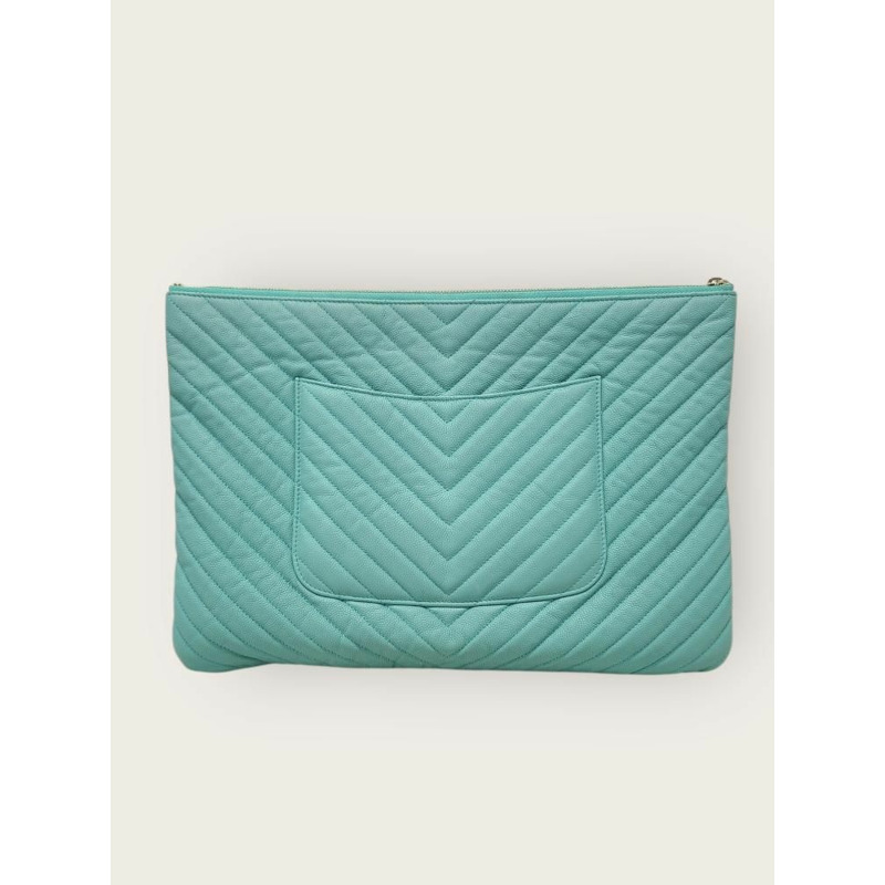 【包稅】CHANEL 薄荷魚子醬金色經典大手拿包 27-4