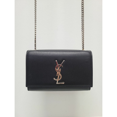 【包稅】SAINT LAURENT 黑色銀色 Grand de Poudre 皮革 Kate 小號包