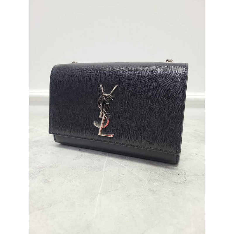 【包稅】SAINT LAURENT 黑色銀色 Grand de Poudre 皮革 Kate 小號包-2