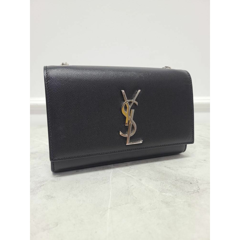 【包稅】SAINT LAURENT 黑色銀色 Grand de Poudre 皮革 Kate 小號包-3