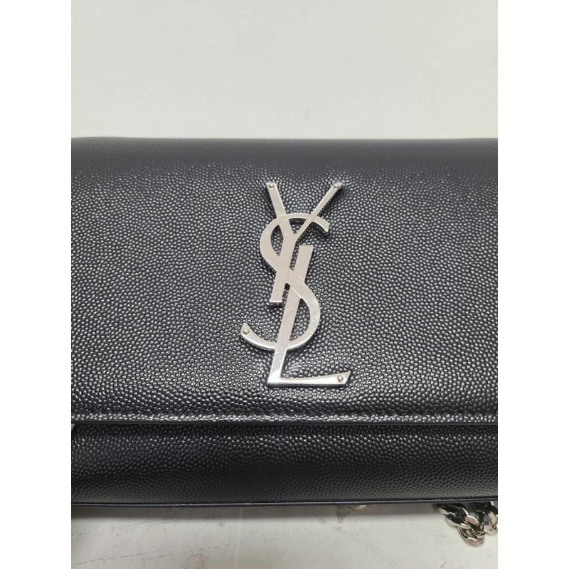 【包稅】SAINT LAURENT 黑色銀色 Grand de Poudre 皮革 Kate 小號包-4
