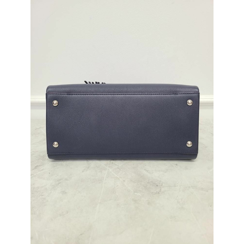 【包稅】LOUIS VUITTON Marine Rouge 粒面小牛皮銀色 Lockme 兩用手提包-6