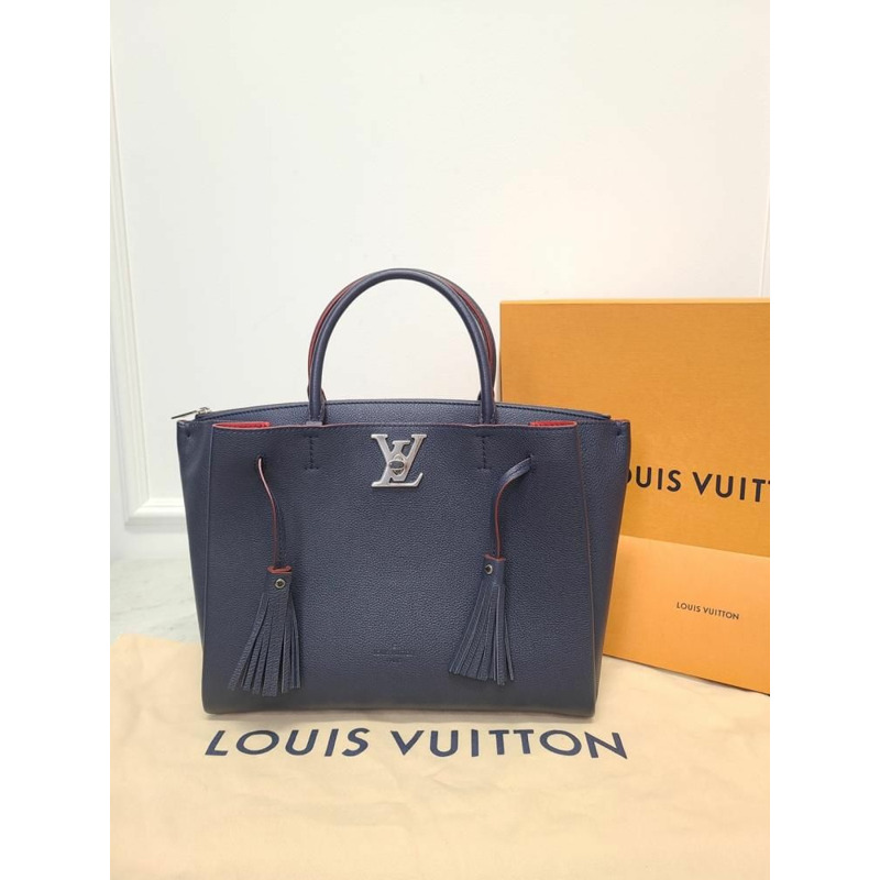 【包稅】LOUIS VUITTON Marine Rouge 粒面小牛皮銀色 Lockme 兩用手提包-7