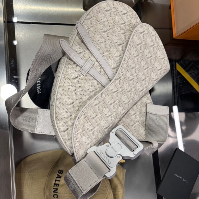 Dior Saddle Bag 白色刺繡老花 馬鞍包 大號-0