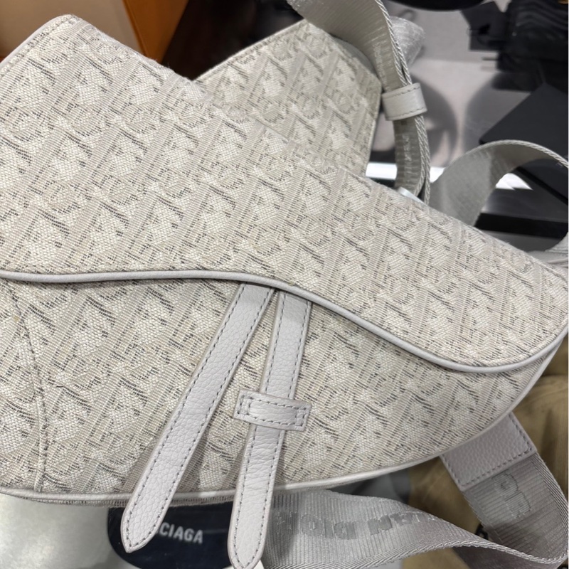 Dior Saddle Bag 白色刺繡老花 馬鞍包 大號-3
