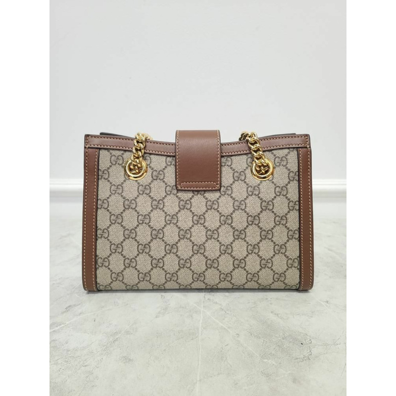【包稅】GUCCI GG Supreme棕色掛鎖鏈單肩包-5
