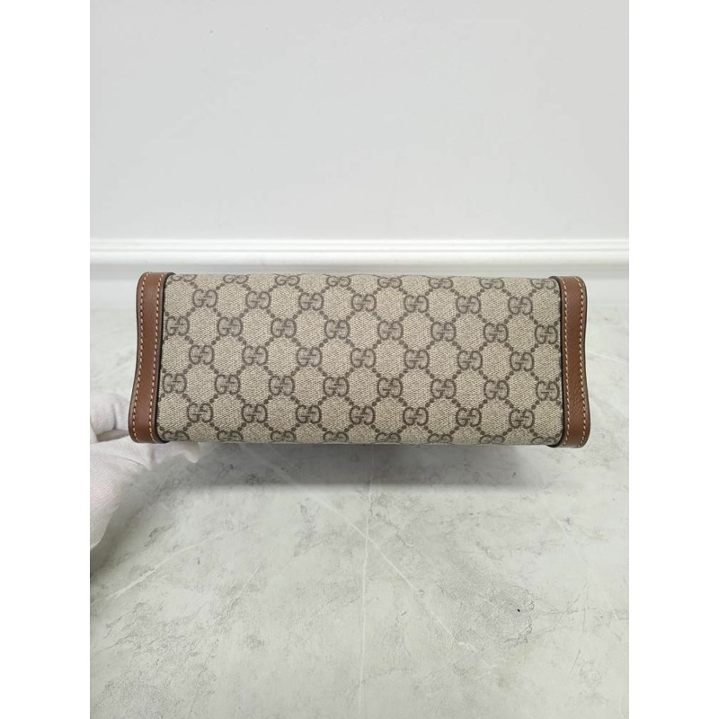【包稅】GUCCI GG Supreme棕色掛鎖鏈單肩包-6
