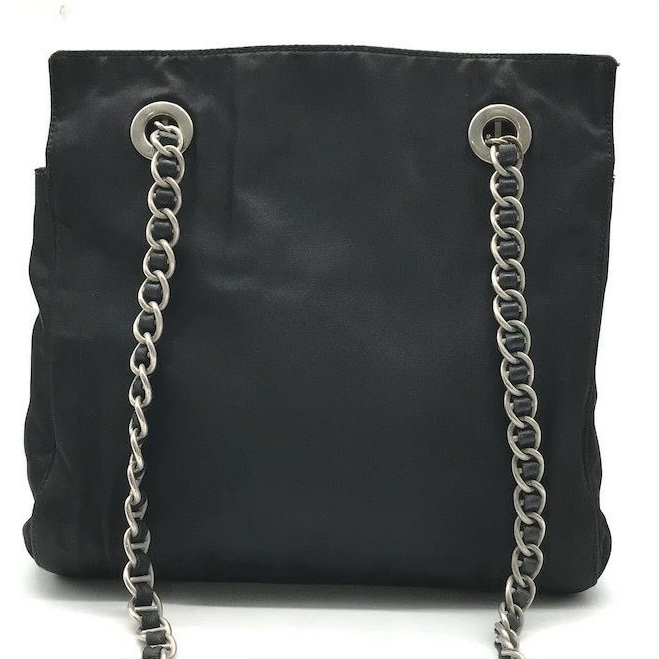 🌷Prada 黑銀鏈條降落傘經典單肩包 ｜經典花紋✦fufu style 精品✦ 氣質款｜-10