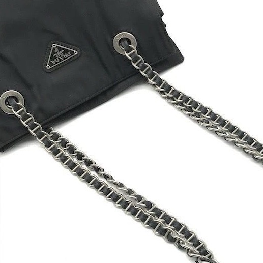 🌷Prada 黑銀鏈條降落傘經典單肩包 ｜經典花紋✦fufu style 精品✦ 氣質款｜-22