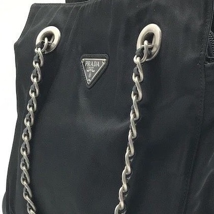 🌷Prada 黑銀鏈條降落傘經典單肩包 ｜經典花紋✦fufu style 精品✦ 氣質款｜-23
