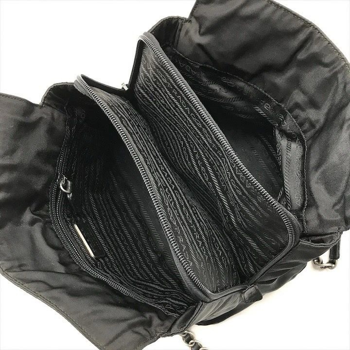 🌷Prada 黑銀鏈條降落傘經典單肩包 ｜經典花紋✦fufu style 精品✦ 氣質款｜-26