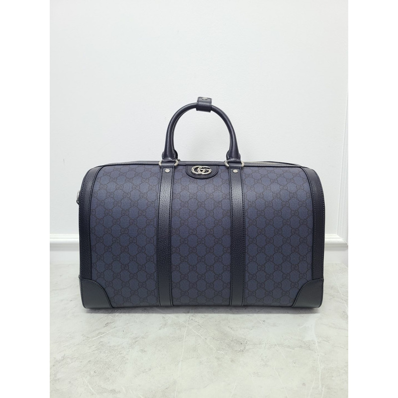 【包稅】GUCCI GG Supreme黑色藍色中型旅行包-0