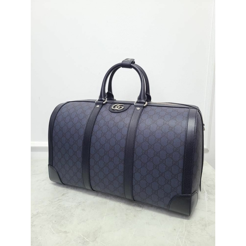 【包稅】GUCCI GG Supreme黑色藍色中型旅行包-1