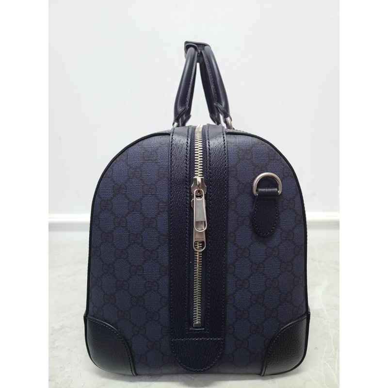 【包稅】GUCCI GG Supreme黑色藍色中型旅行包-4