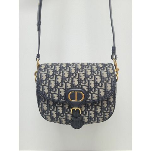 【包稅】DIOR 藍色斜紋提花 BOBBY 中型包