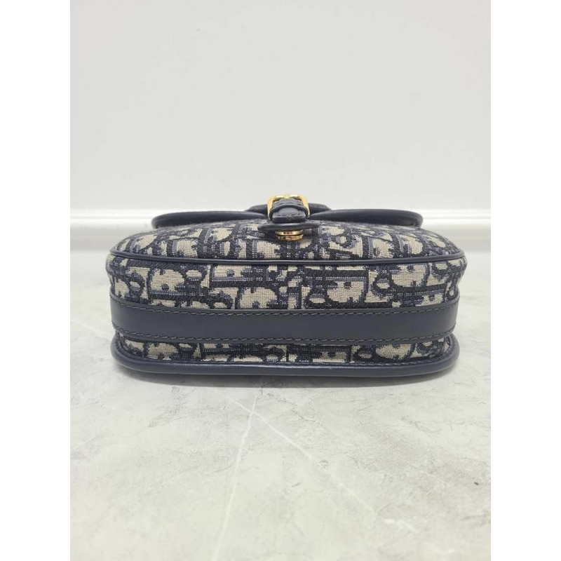 【包稅】DIOR 藍色斜紋提花 BOBBY 中型包-6