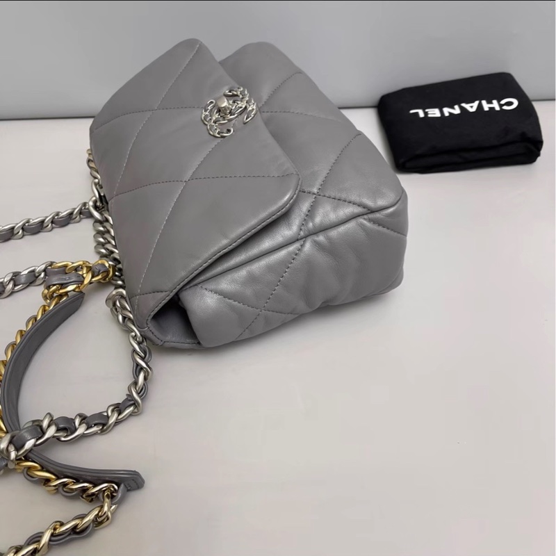 極致優雅🐚全網最低價❤️‍🔥Chanel高級灰銀扣全皮小號19bag單肩斜挎口蓋包-10