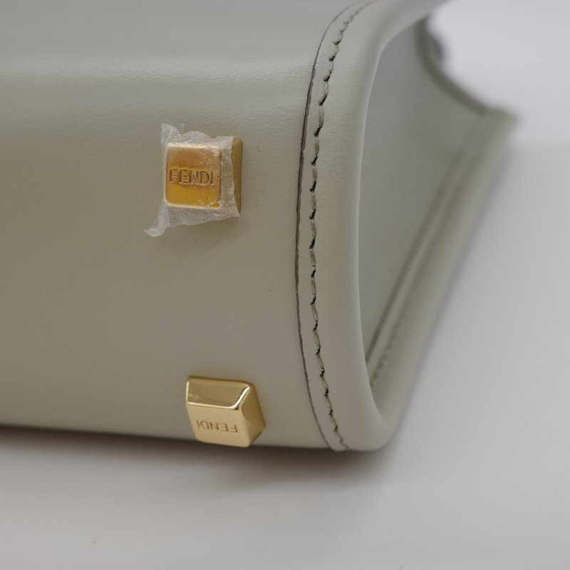 Fendi 芬迪 Sunshine Logo 淺綠色 牛皮 玳瑁紋 壓克力提把 托特包 肩背包-6