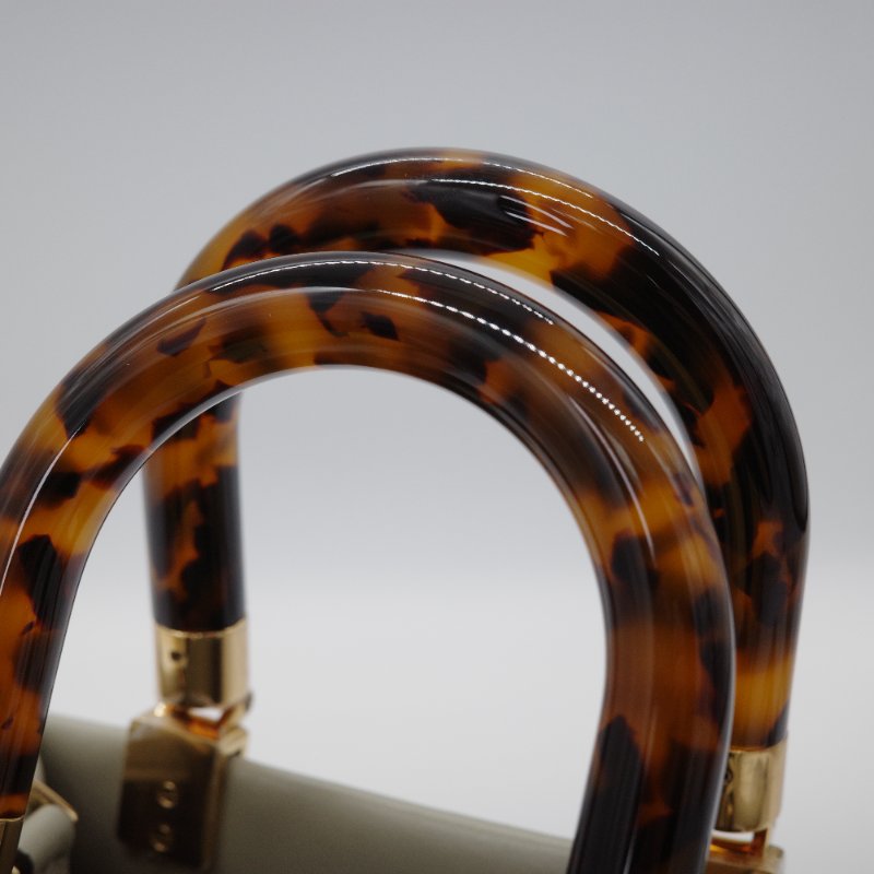 Fendi 芬迪 Sunshine Logo 淺綠色 牛皮 玳瑁紋 壓克力提把 托特包 肩背包-9