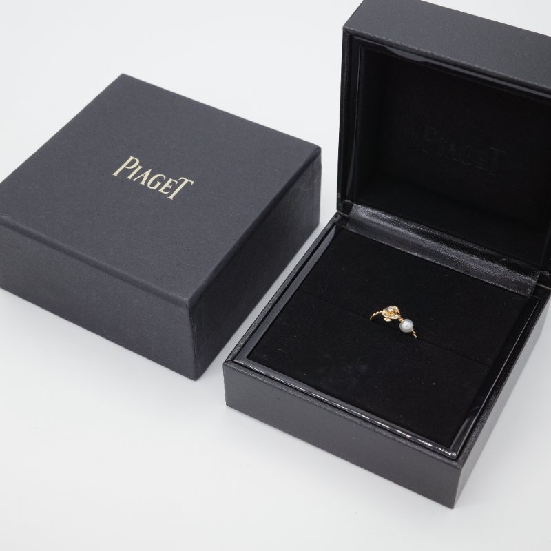 Piaget 伯爵 Rose 黃金色 黃金鑲鑽石 珍珠 戒指-0