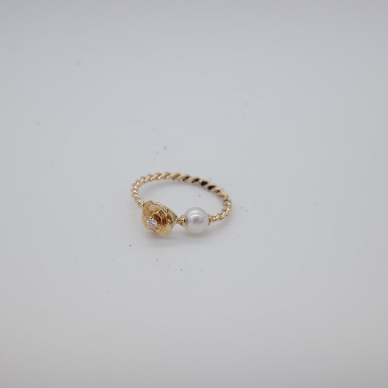 Piaget 伯爵 Rose 黃金色 黃金鑲鑽石 珍珠 戒指-1