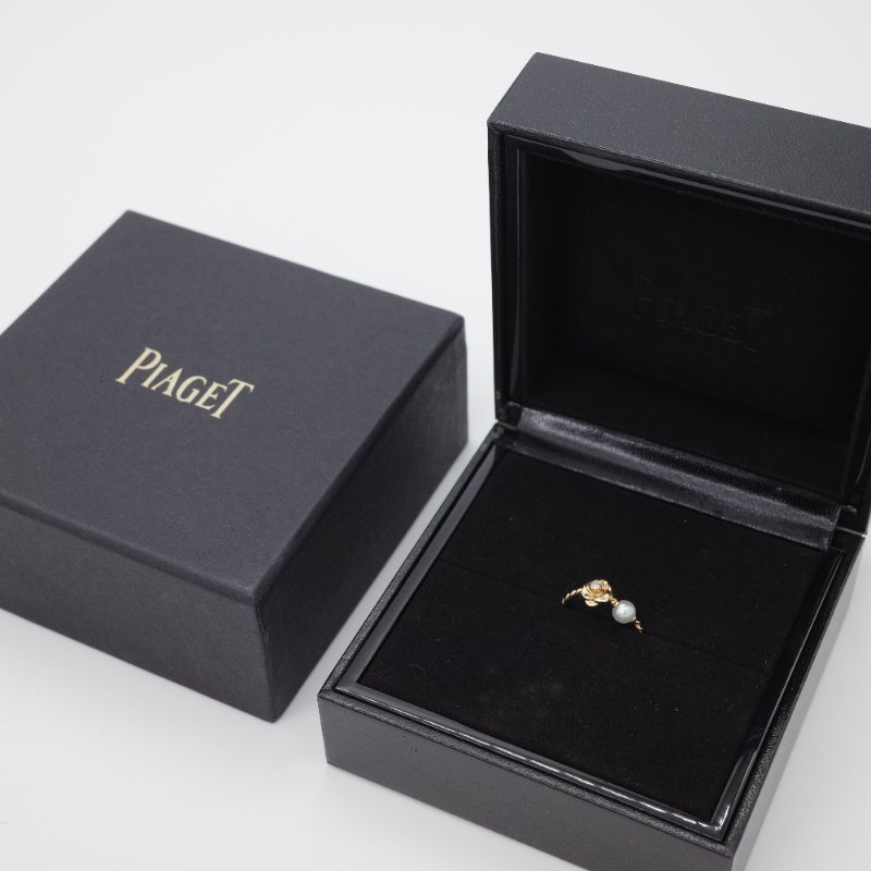 Piaget 伯爵 Rose 黃金色 黃金鑲鑽石 珍珠 戒指-4
