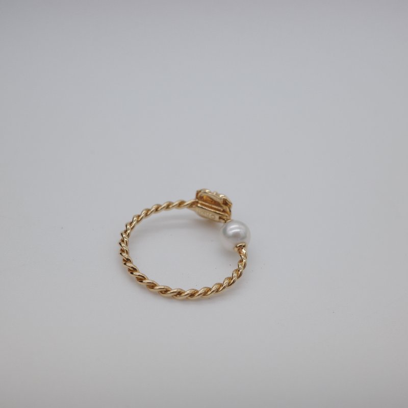 Piaget 伯爵 Rose 黃金色 黃金鑲鑽石 珍珠 戒指-6